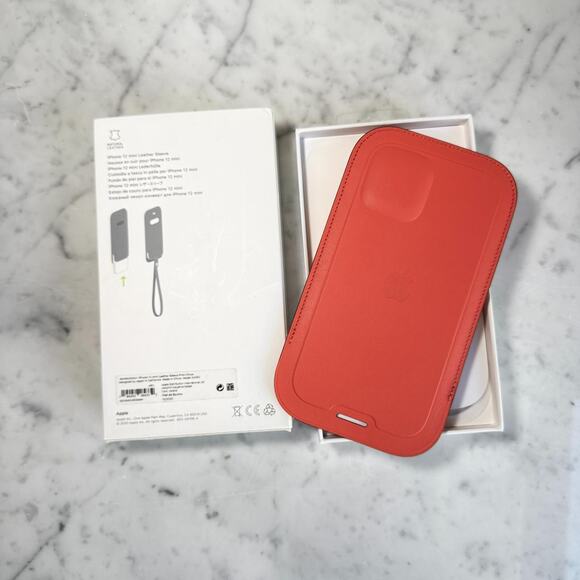 Apple iPhone 12 Mini Leather Sleeve Magsafe Cover with Wristlet in Coral - New! - Picture 2 of 3